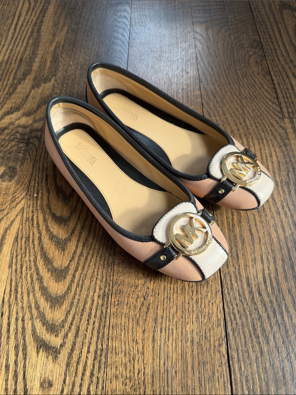 Michael Kors Pink and Cream Logo Ballet Flats
